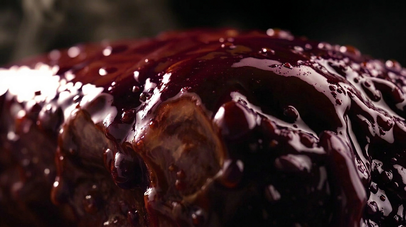 Sticky huckleberry glaze closeup